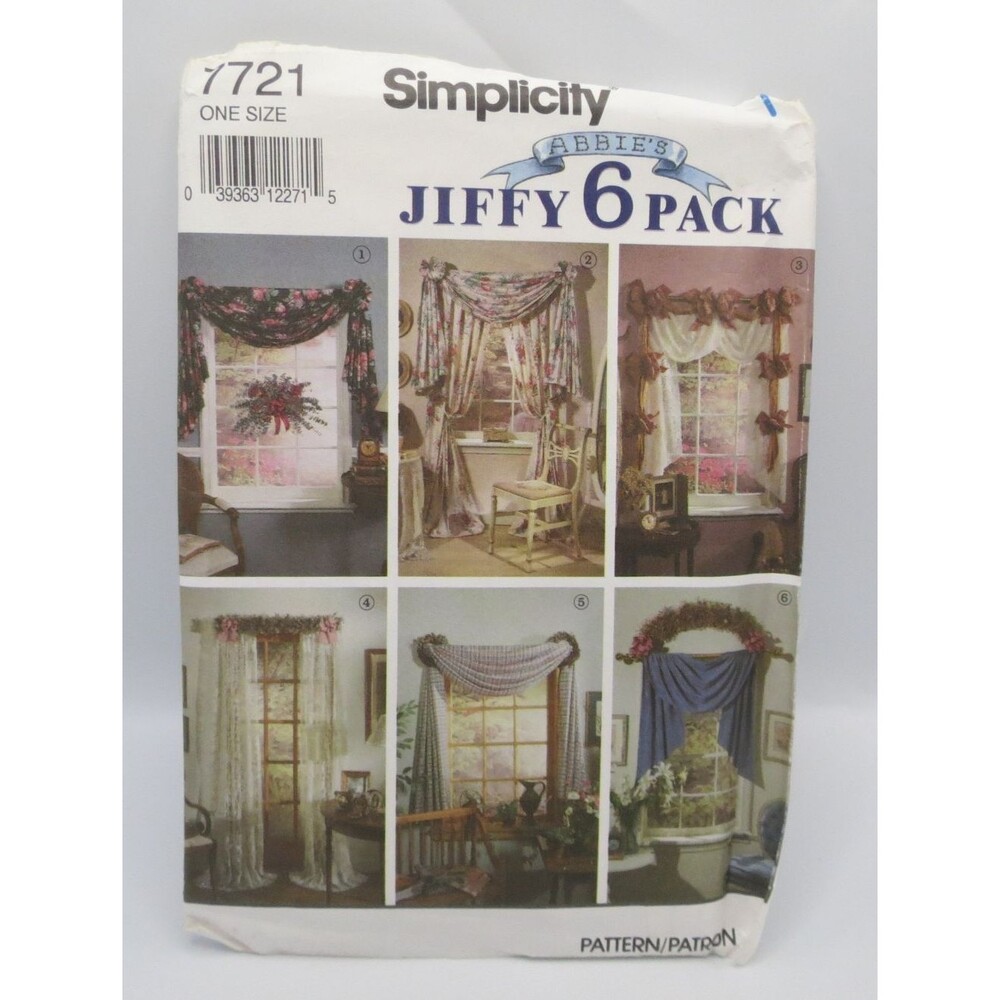 Simplicity #7721 Vintage Curtains Craft Pattern Abbie's Jiffy 6 Pack Uncut